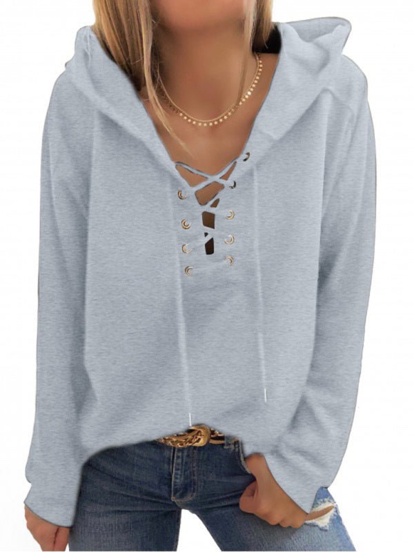 Women's Lace Up Long Sleeve Hoodie - ElegantAlpha®