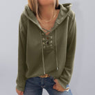 Women's Lace Up Long Sleeve Hoodie - ElegantAlpha®