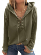 Women's Lace Up Long Sleeve Hoodie - ElegantAlpha®