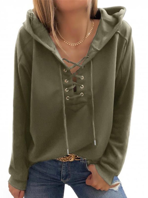 Women's Lace Up Long Sleeve Hoodie - ElegantAlpha®