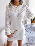 Women's Long Sleeve Cable Knit Sweater Minidress - ElegantAlpha®