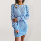 Women's Long Sleeve Cable Knit Sweater Minidress - ElegantAlpha®