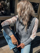 Women's long-sleeved lace stitching sweater - ElegantAlpha®