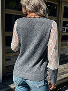 Women's long-sleeved lace stitching sweater - ElegantAlpha®