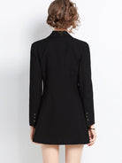 Women's long-sleeved suit collar double-breasted jacket dress - ElegantAlpha®