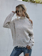 Women’s Mock Neck-Shoulder Cutout Sweater - ElegantAlpha®