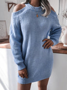 Women's off shoulder long sleeve loose wool dress - ElegantAlpha®