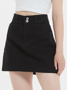 Women's plus size loose black slim denim skirt - ElegantAlpha®