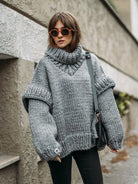 Women's Pullover Fluffy Turtleneck Sweater - ElegantAlpha