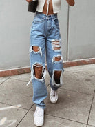 Women's Ripped High Waist Relaxed Baggy Jeans - ElegantAlpha®