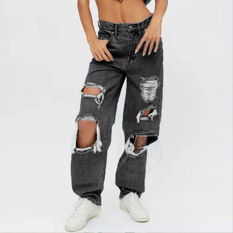 Women's Ripped High Waist Relaxed Baggy Jeans - ElegantAlpha®