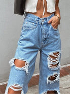 Women's Ripped High Waist Relaxed Baggy Jeans - ElegantAlpha®