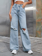 Women's Ripped High Waist Side Leg Jeans - ElegantAlpha®