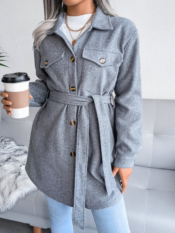 Women's single breasted woolen overcoat - ElegantAlpha®