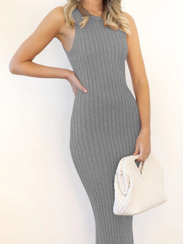 Women's sleeveless open ribbed dress - ElegantAlpha®