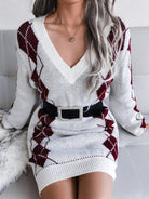 Women's style Lingge wool dress knitted dress - ElegantAlpha®