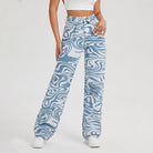 Women's Swirl Abstract Mid Rise Wide Leg Jeans - ElegantAlpha®