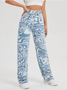 Women's Swirl Abstract Mid Rise Wide Leg Jeans - ElegantAlpha®