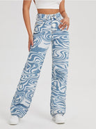 Women's Swirl Abstract Mid Rise Wide Leg Jeans - ElegantAlpha®