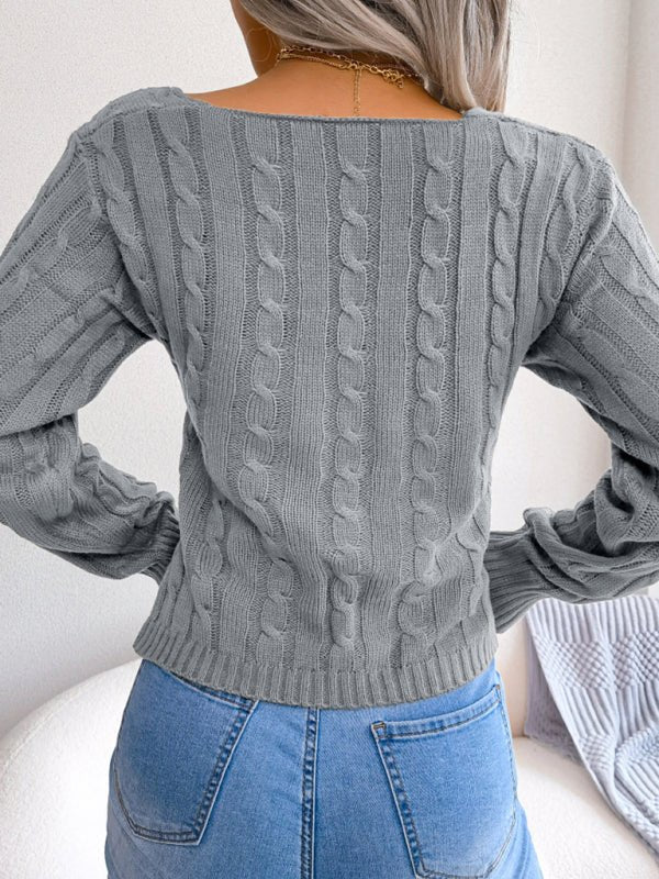 Women's Twist Crop Sweater - ElegantAlpha®