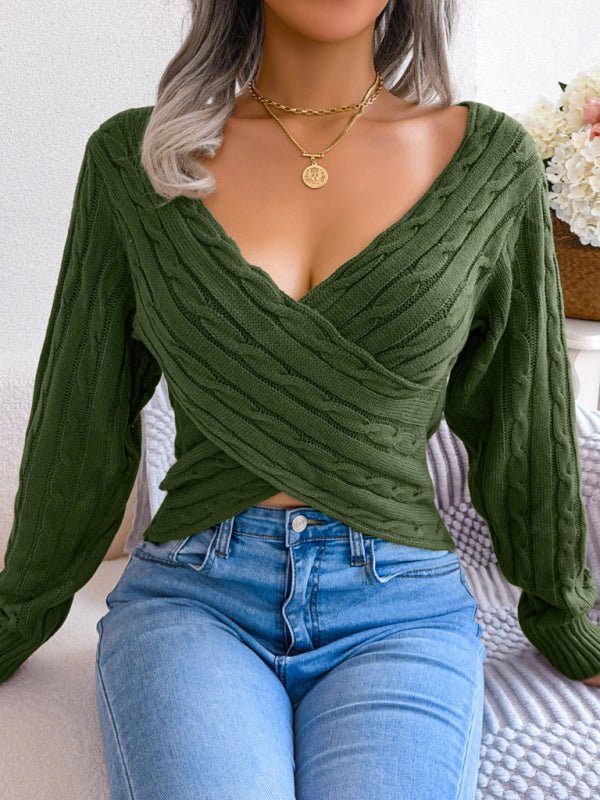 Women's Twist Crop Sweater - ElegantAlpha®