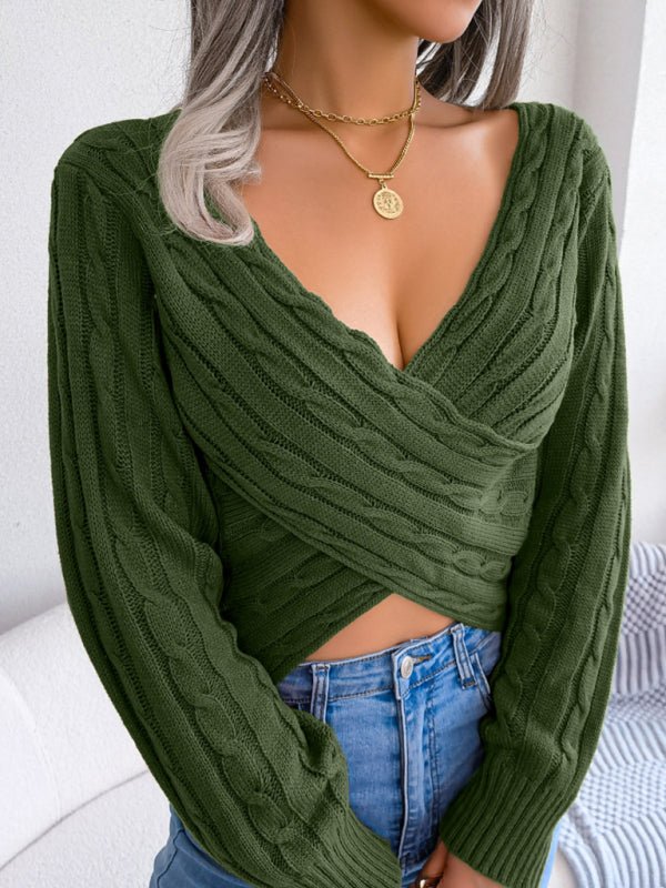 Women's Twist Crop Sweater - ElegantAlpha®