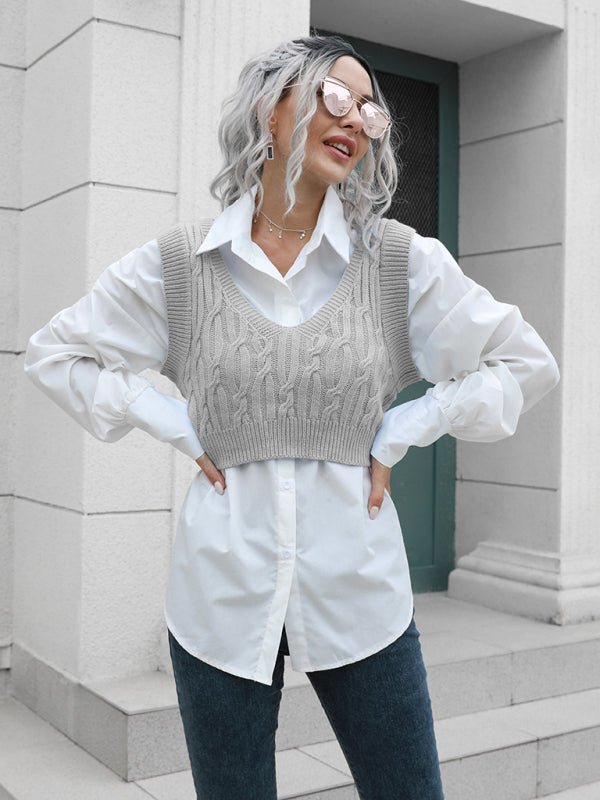 Women's V-neck vest sweater - ElegantAlpha®