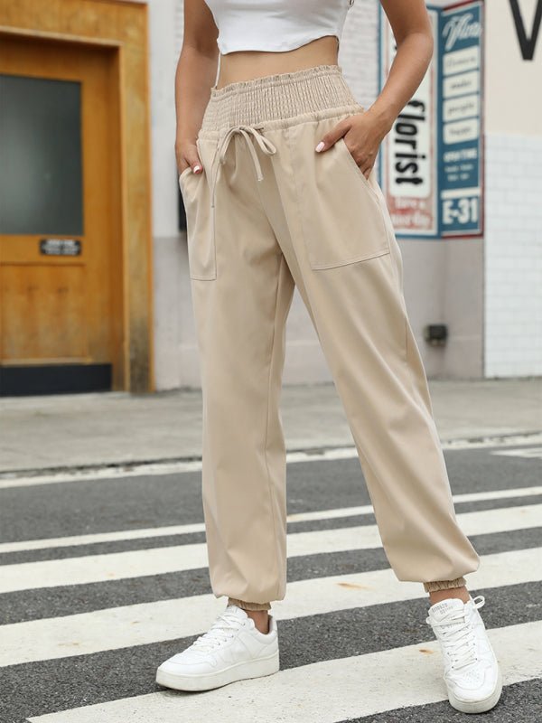 Woven Elastic Bound High Waist Casual Pants - ElegantAlpha®