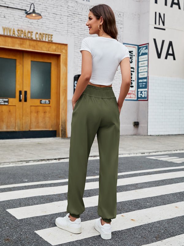 Woven Elastic Bound High Waist Casual Pants - ElegantAlpha®