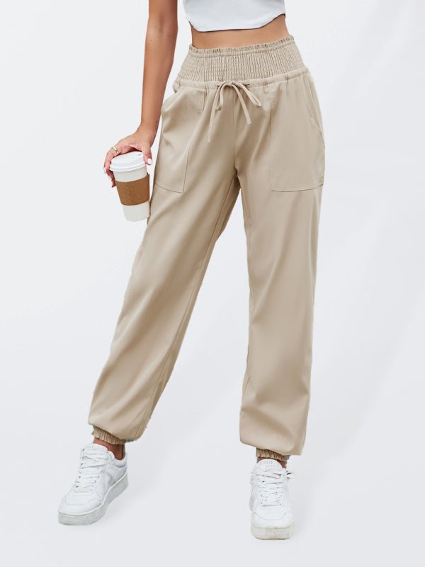 Woven Elastic Bound High Waist Casual Pants - ElegantAlpha®