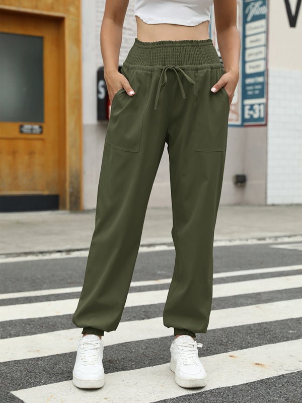 Woven Elastic Bound High Waist Casual Pants - ElegantAlpha®