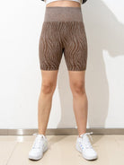 Zebra Print High Waist Bike Shorts - ElegantAlpha®